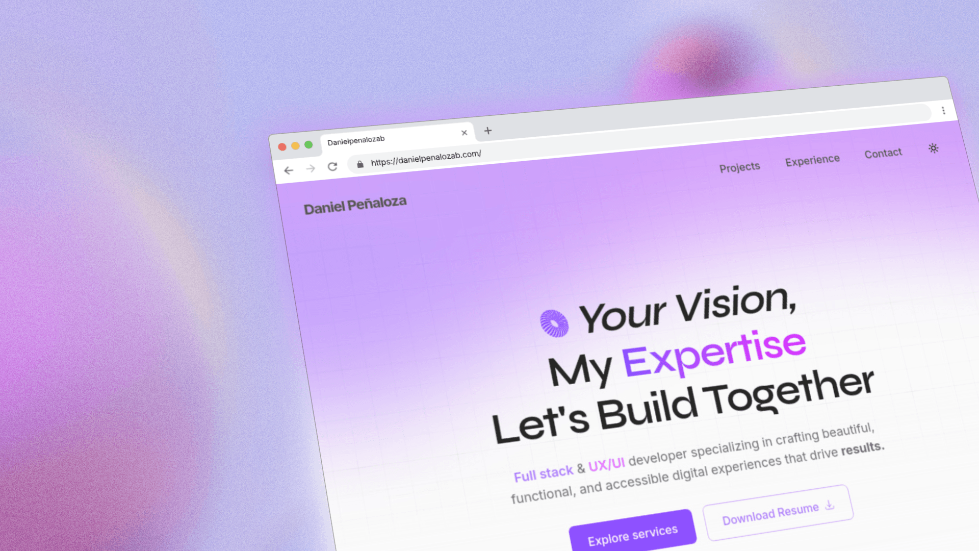 Daniel Peñaloza | Full Stack & UX/UI Developer Portfoli shot 1